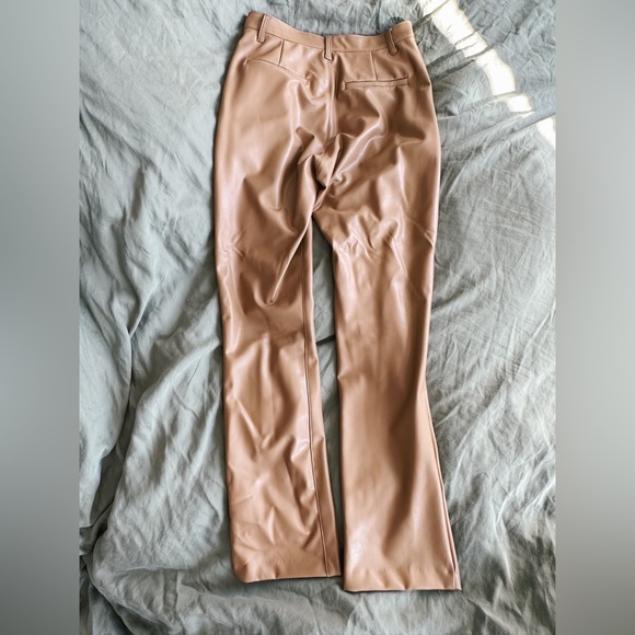 Abercrombie Vegan Leather Split Hem Pants in Light Brown Size 30 - Picture 5 of 6
